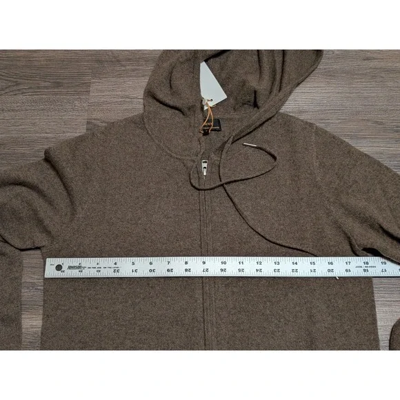 Quince Mongolian Cashmere Full-Zip Hoodie Brown Small LB36478-HYWSCL006 - Picture 3 of 6